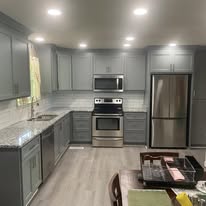 Kitchen remodel with gray cabinets