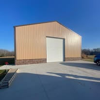 Finished pole barn shop building
